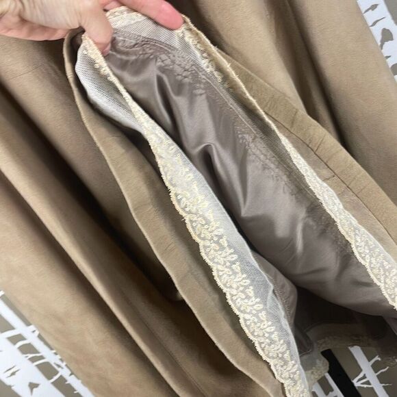 Genuine Suede Leather Maxi Skirt w Lace Hem 14 - Picture 4 of 15
